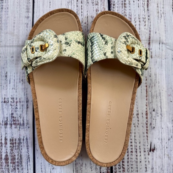 NWT Veronica Beard Womens Slide
Sandals Dixie Green Beige Snake Print - Picture 1 of 7